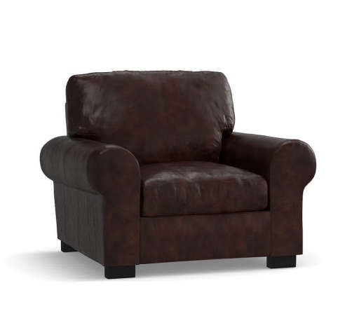 TURNER ROLL ARM LEATHER ARMCHAIR — view 1