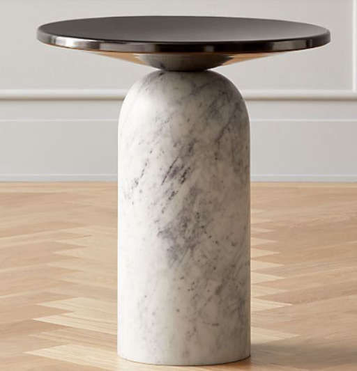Martini Side Table with White Marble Base — view 1