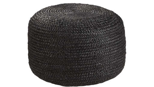 Black Braided Jute Pouf — view 1