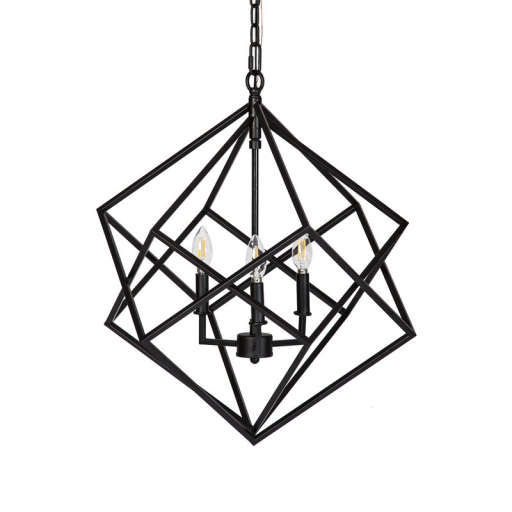 Ojas 3 Light Unique Statement Geometric Chandelier — view 1