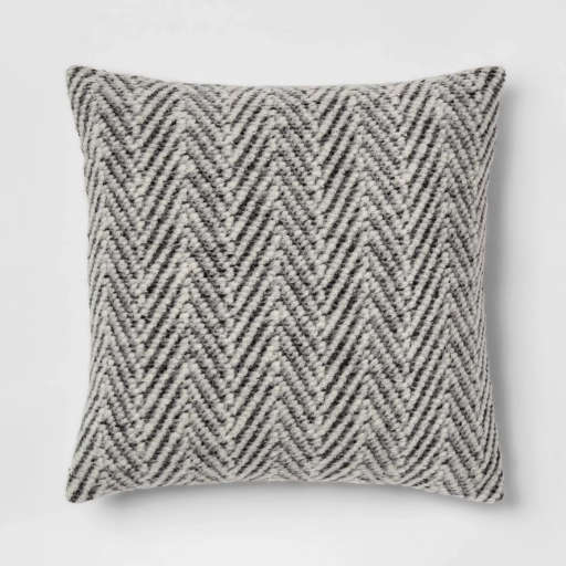 Square Knit Herringbone Throw Pillow Gray No Insert-18"x18" — view 1