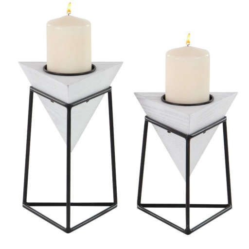 Modern Triangular 2 Piece Candlestick Set with Stand — view 1