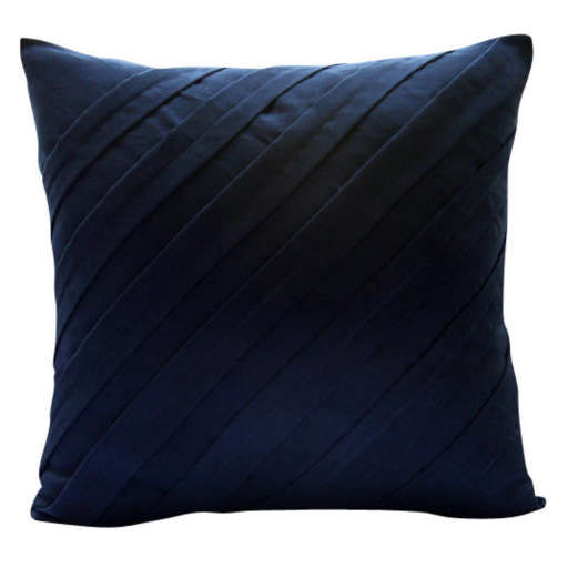 Faux Suede Chair Cushions Navy Blue Pintucks Textured No Insert-20"x20" — view 1