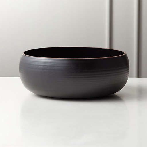Madera Large Black Terracotta Serving Bowl — view 1