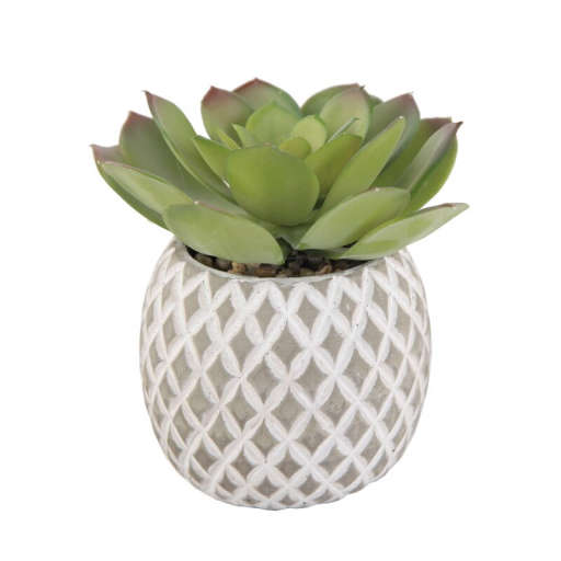 Faux Cement Pineapple Agave Plant in Planter — view 1