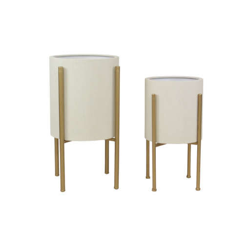 Nabila Mid Century Planters, Beige, Set of 2 — view 1