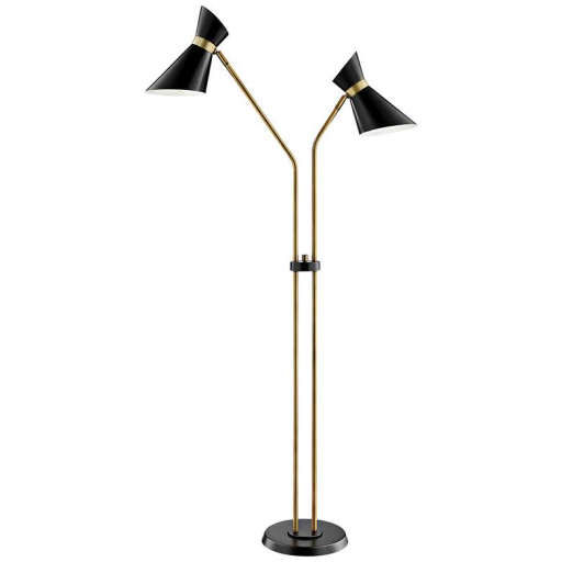 Lite Source Jared Black and Antique Brass 2-Arm Floor Lamp — view 1