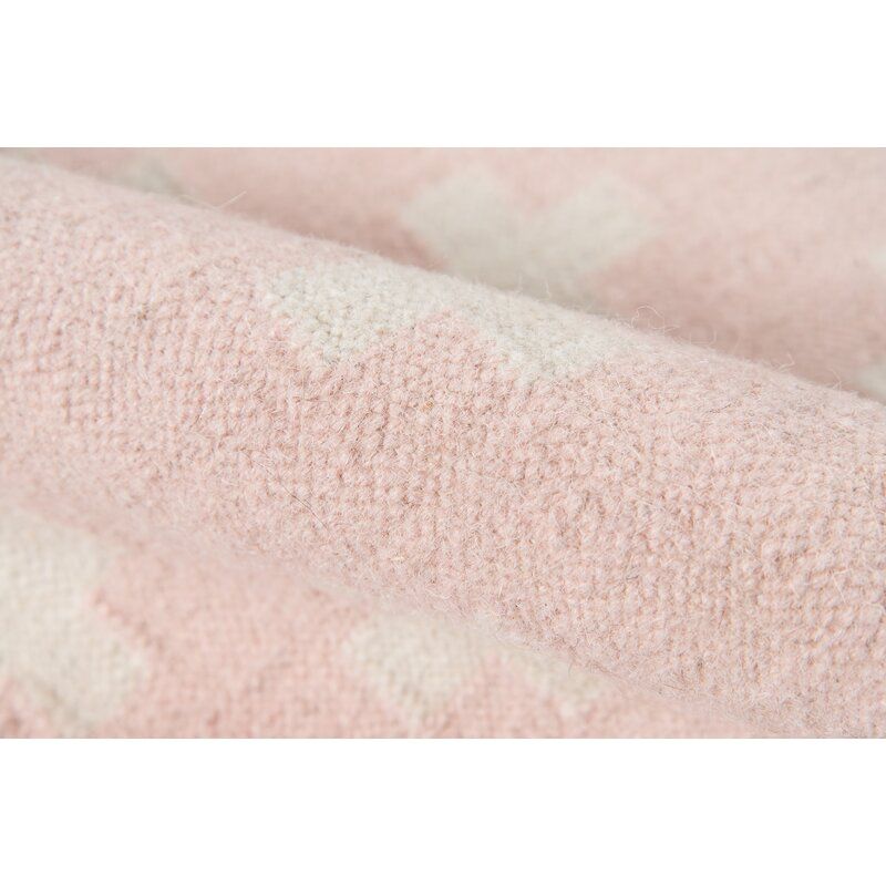 Topanga Lucille Reversible Handwoven Flatweave Wool Pink/White Rug-7'6"x9'6" thumbnail 2