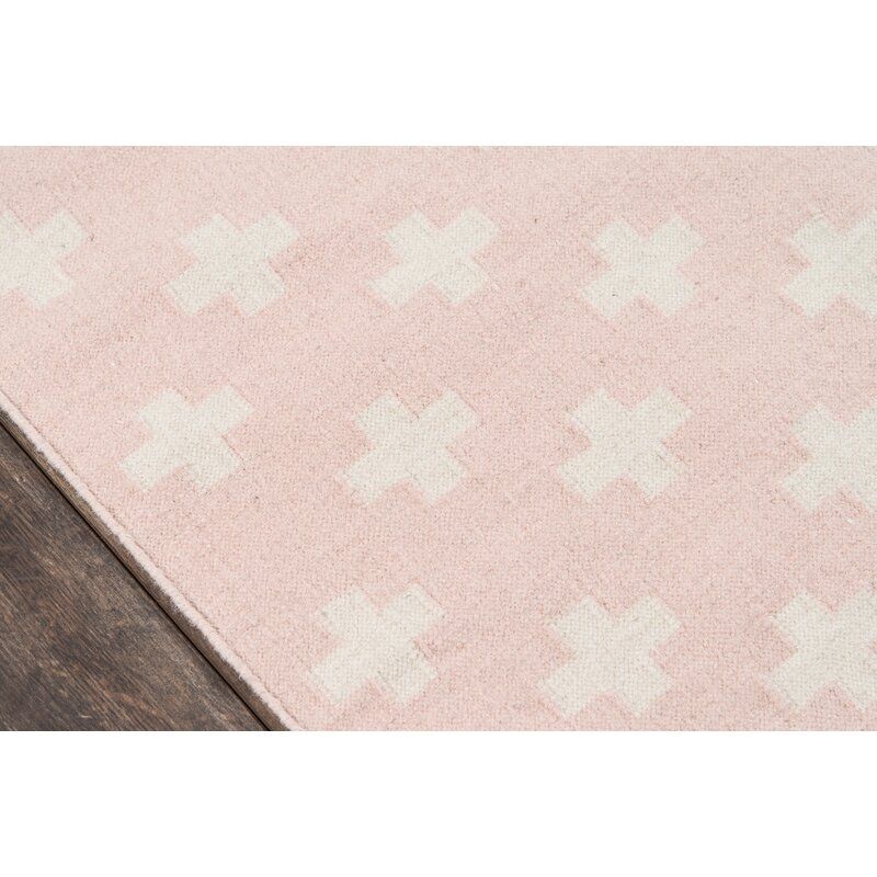 Topanga Lucille Reversible Handwoven Flatweave Wool Pink/White Rug-7'6"x9'6" thumbnail 3