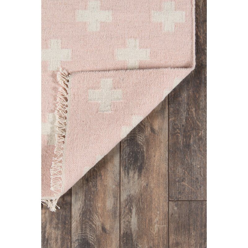 Topanga Lucille Reversible Handwoven Flatweave Wool Pink/White Rug-7'6"x9'6" thumbnail 4