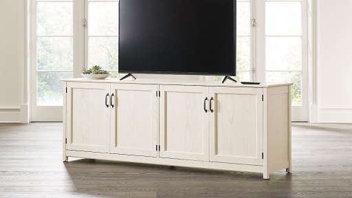 Ainsworth Cream 85 Media Console with Glass Wood Doors — view 1