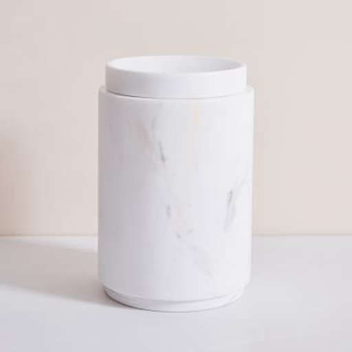 White Marbled Bath Accessories Tall Canister — view 1
