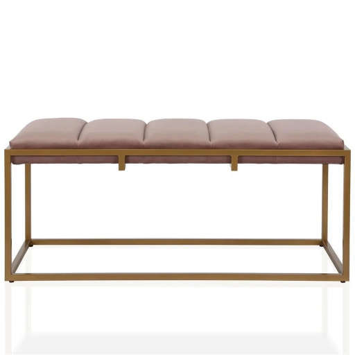 CosmoLiving by Cosmopolitan Freya Upholstered Bench with Brass Golden Legs — view 1