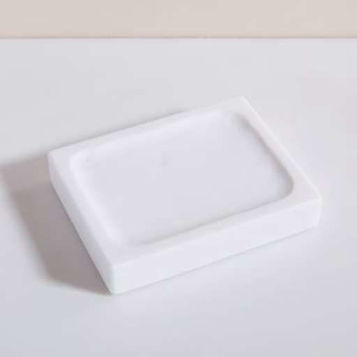 White Marbled Bath Accessories Soap Dish — view 1