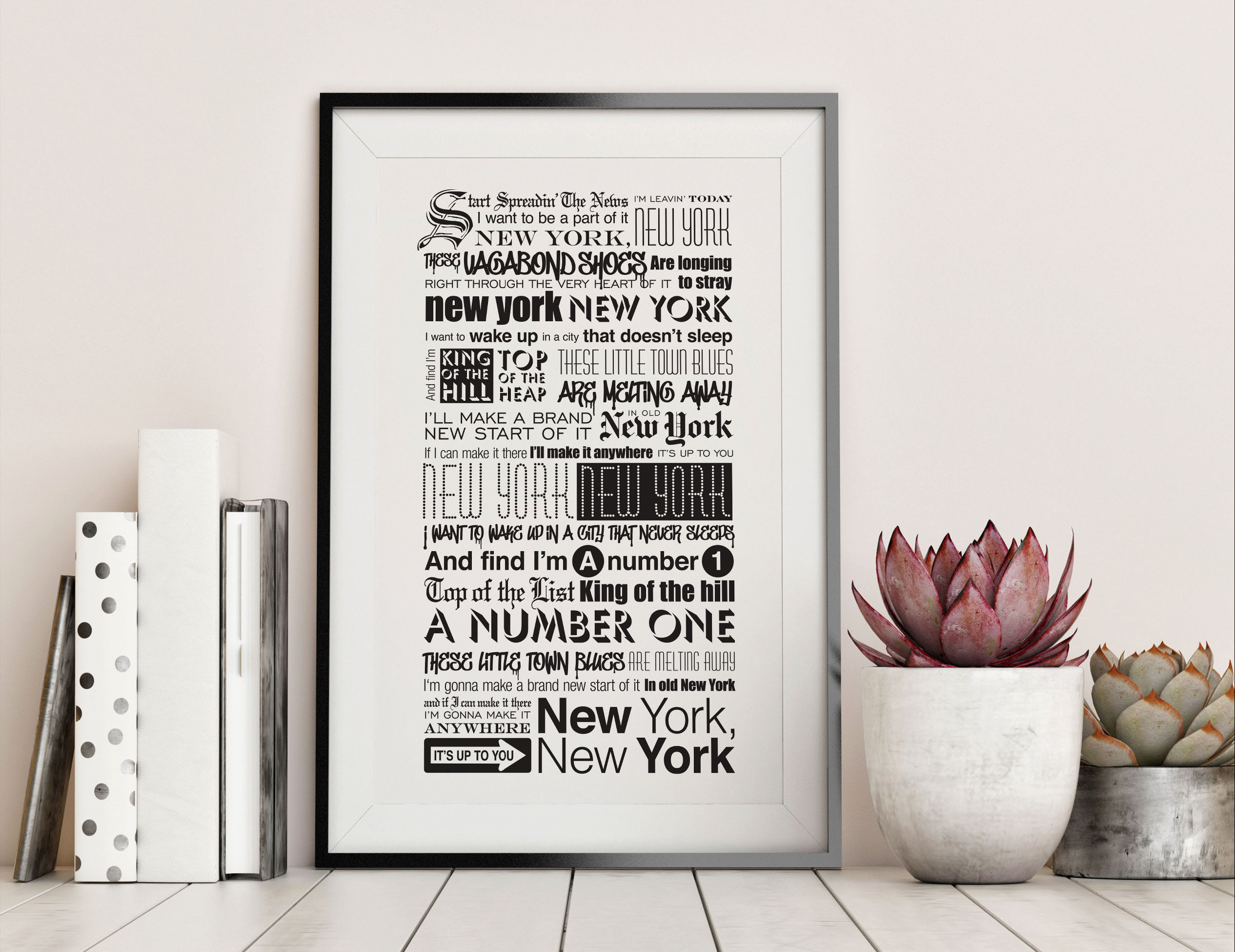 New York, New York by Frank Sinatra Lyrics Typography Poster - 24" x 36" — view 1