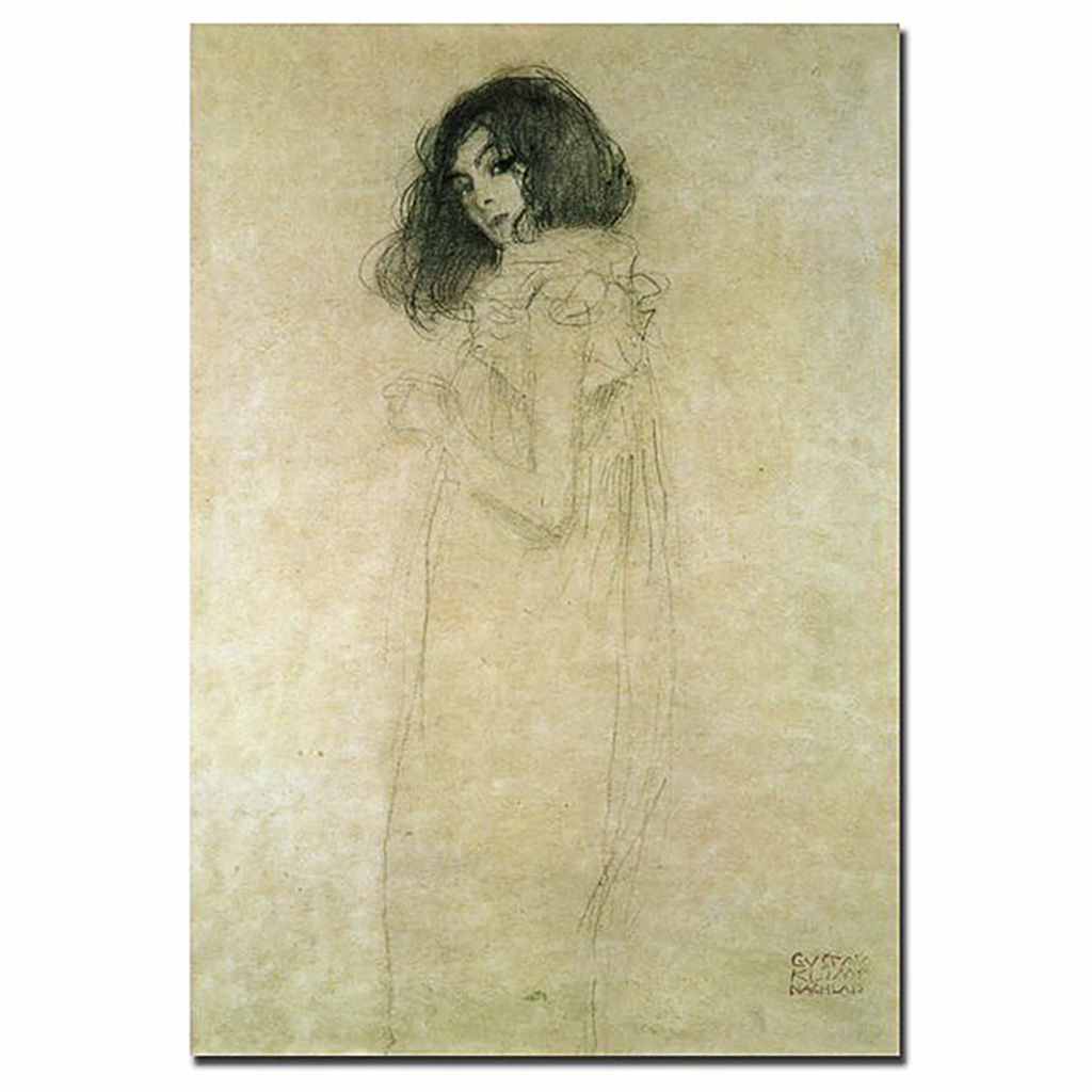 Portrait of a Young Woman 1896-97 by Gustav Klimt Painting Print on Wrapped Canvas — view 1