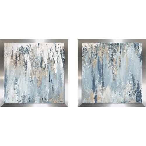 2_'Blue Illusion Square' 2 Piece Acrylic Painting Print Set — view 1