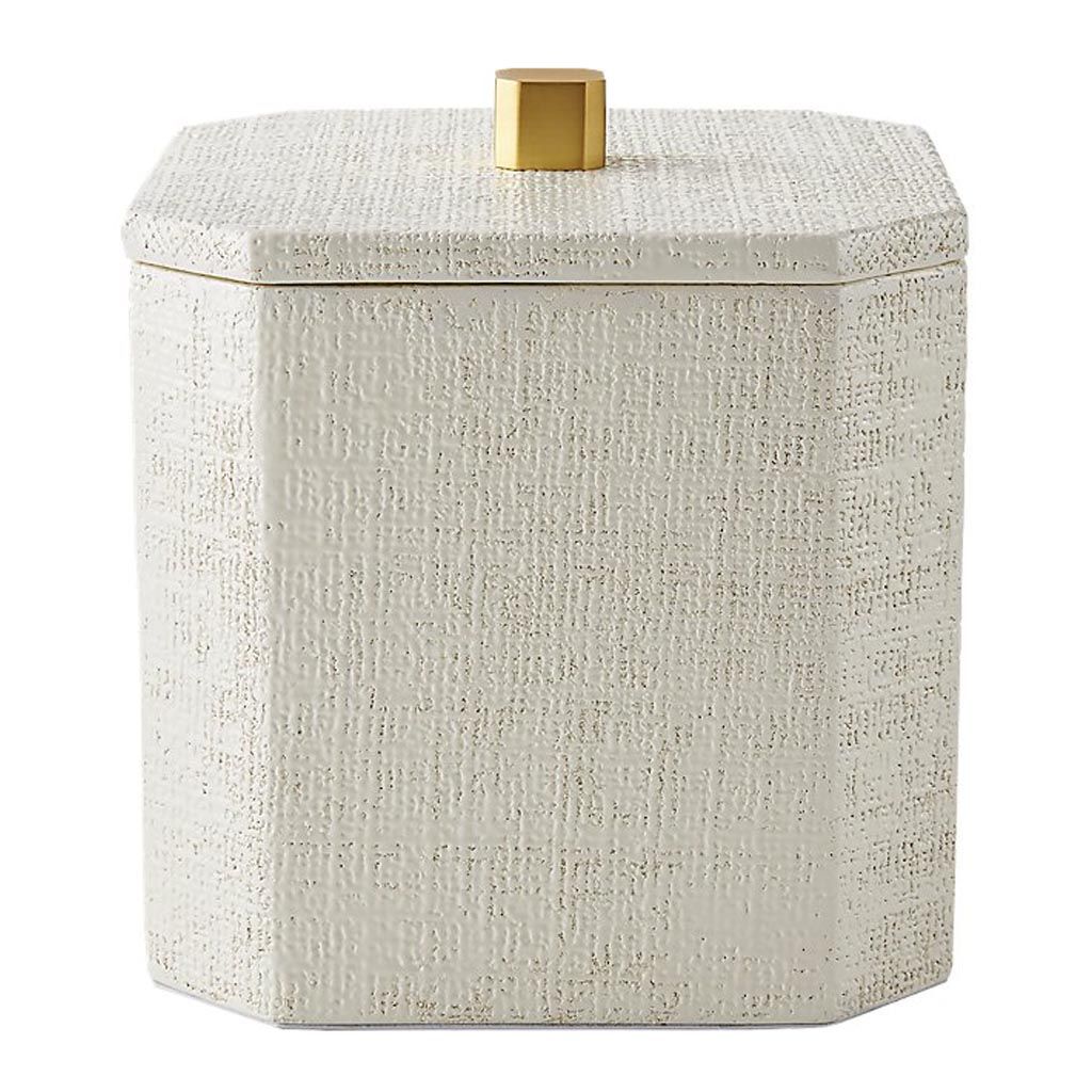 Rene Lacquered Linen White Ice Bucket — view 1