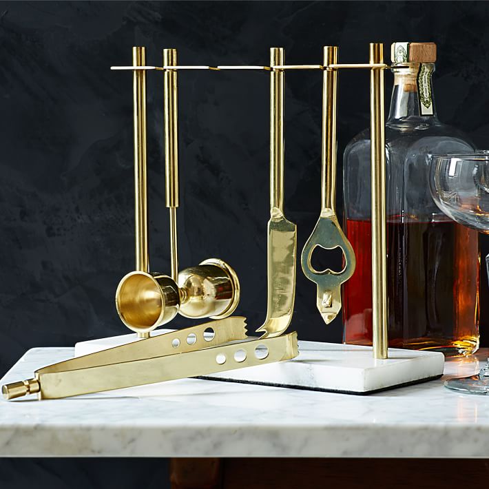 Deco Barware Collection, Brass + Marble (Set of 4) thumbnail 4