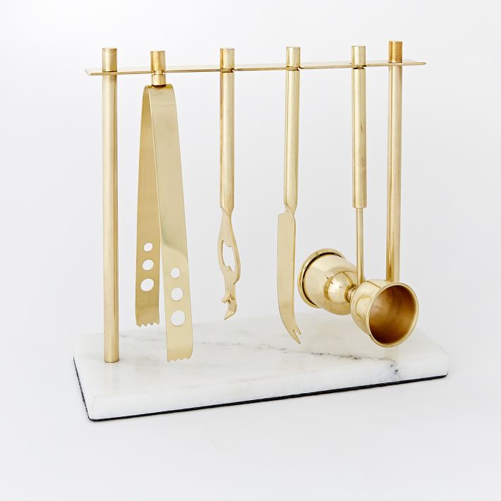 Deco Barware Collection, Brass + Marble (Set of 4) thumbnail 2