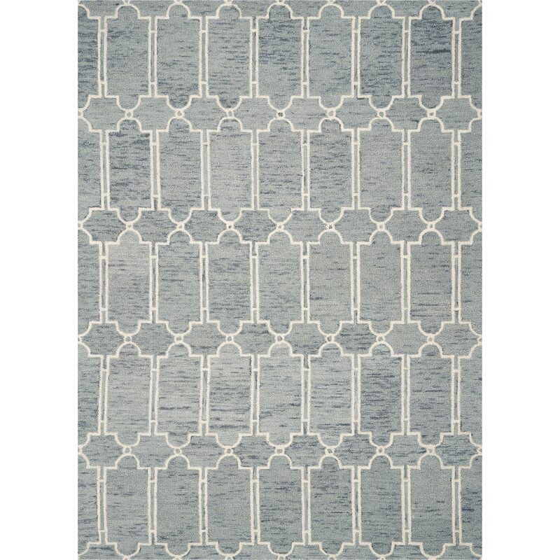 Mcalester Geometric Handmade Tufted Wool Area Rug in Gray — view 1