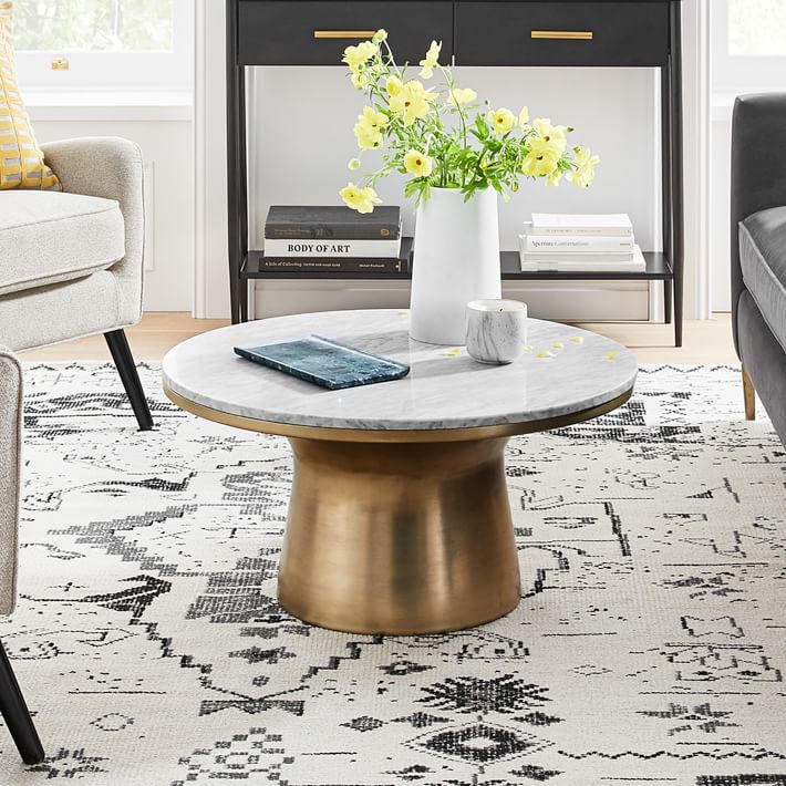 Marble Topped Pedestal Coffee Table thumbnail 2