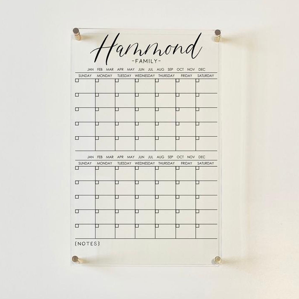 Personlized Acrylic Calendar For Wall 2 Month Design || dry erase board weekly planner lucite clear acrylic calendar minimalist office decor โ view 1