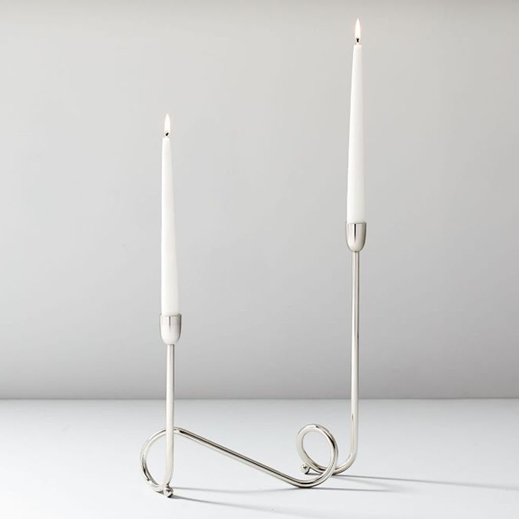 Metal Loop Candelabra Polished Nickel — view 1
