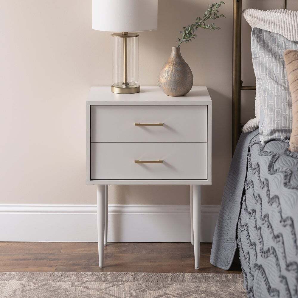 Carson Carrington Notto 20-inch Modern 2-drawer Side Table White Satin — view 1