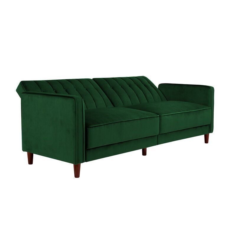 Imani Velvet Wide Square Arm Convertible Sofa thumbnail 2