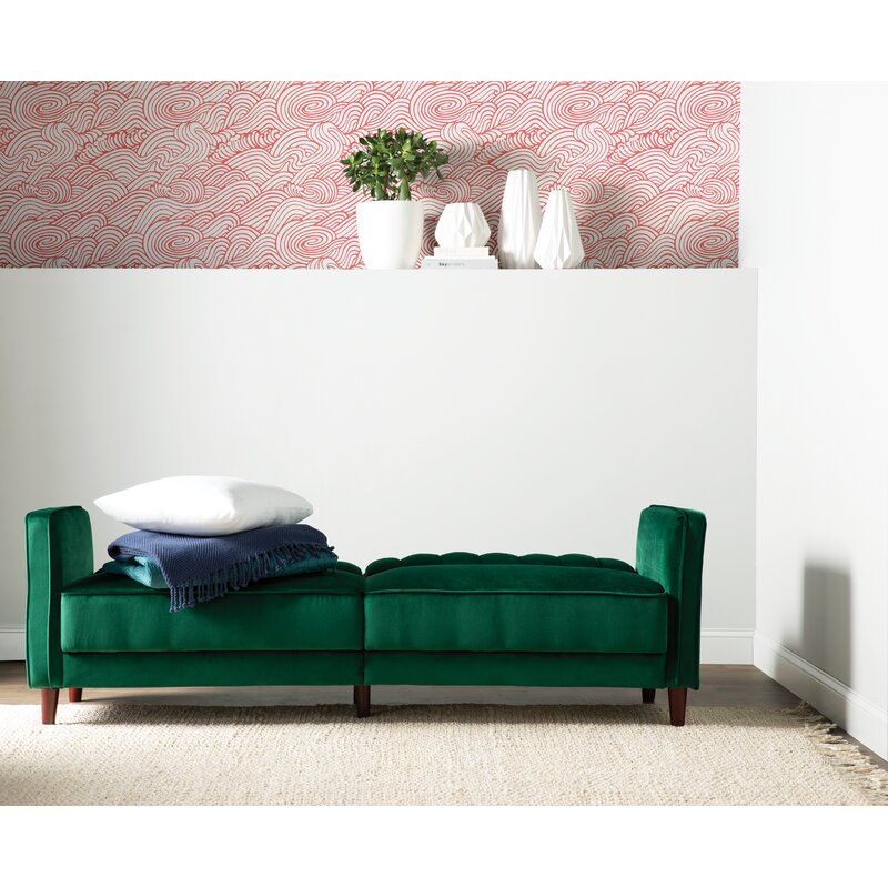 Imani Velvet Wide Square Arm Convertible Sofa thumbnail 3