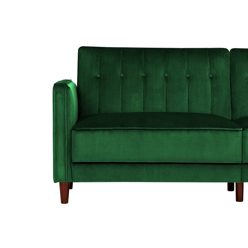 Imani Velvet Wide Square Arm Convertible Sofa thumbnail 4