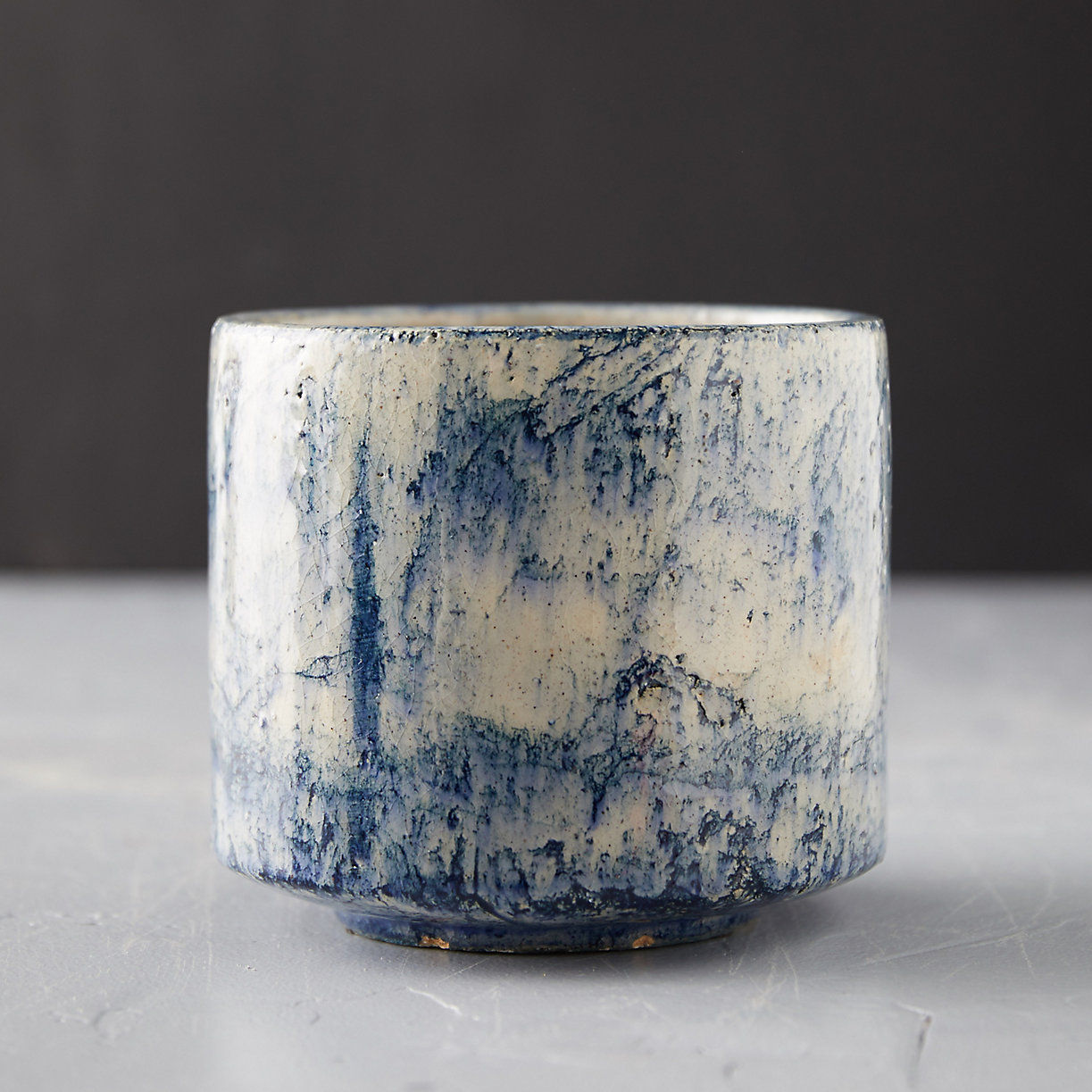Ceramic Blue Marbled Pot_3 — view 1
