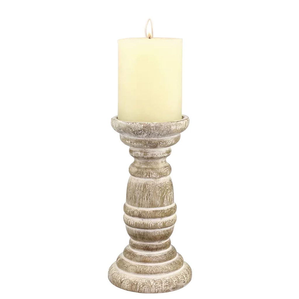Small Wood Candlestick — view 1
