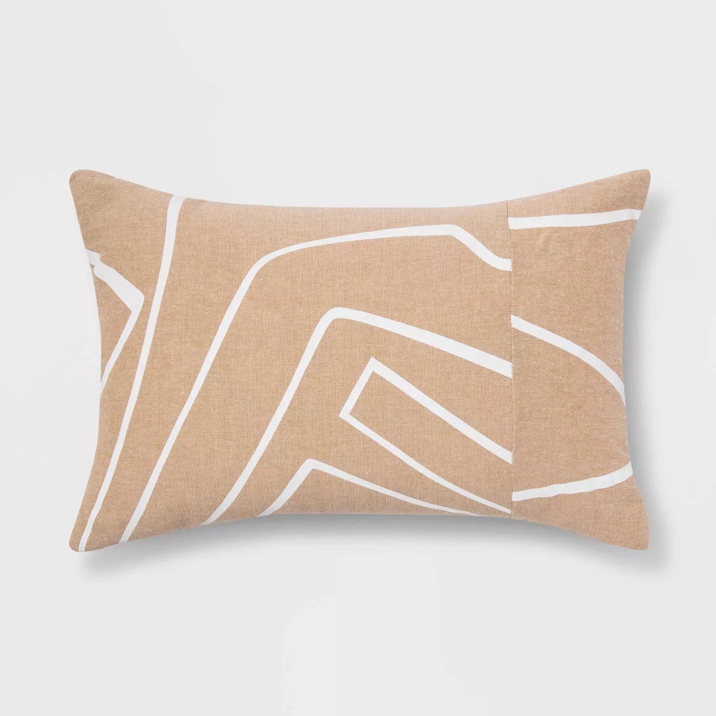 Lumbar Printed Pieced Pillow Neutral White — view 1