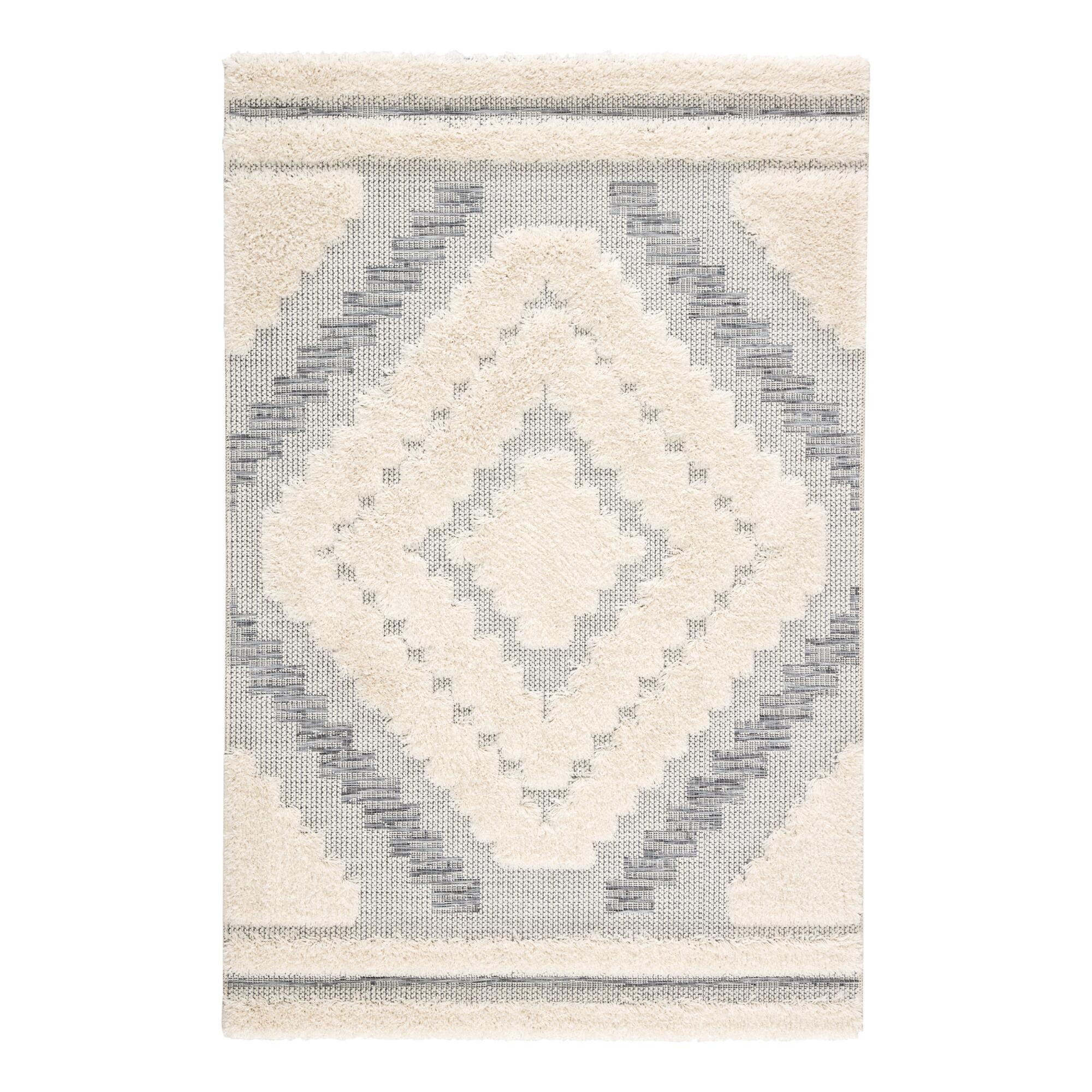Gray And Cream Geometric Hilo Indoor Outdoor Rug — view 1