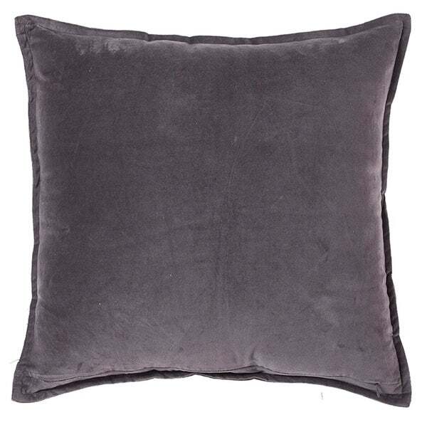 Solid Cotton Velvet Pillow Grey Set Of 2 No Insert-20"x20" — view 1