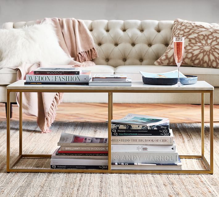 Delaney Rectangular Marble Coffee Table (40.5") thumbnail 2