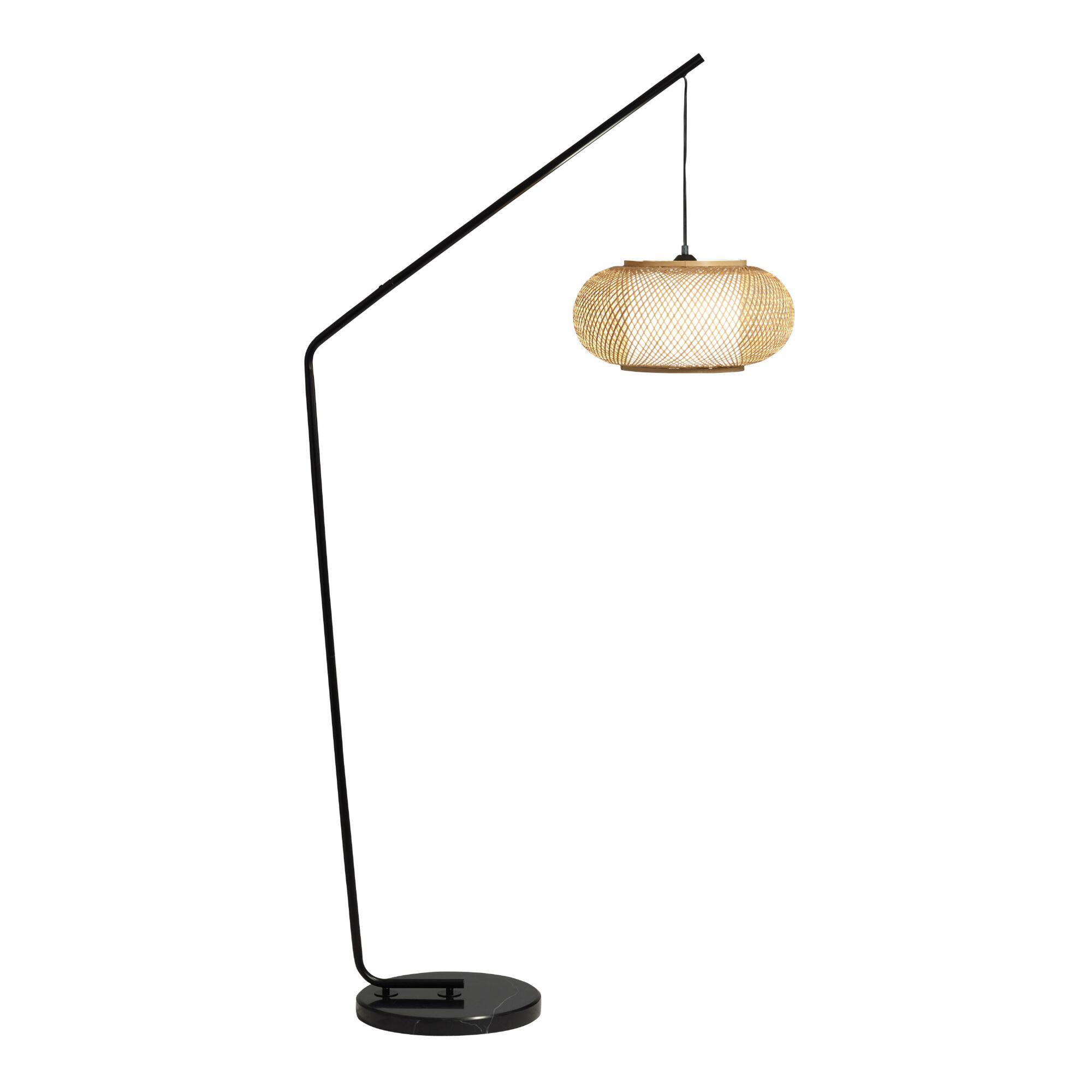 Marble and Bamboo Bali Arc Floor Lamp — view 1