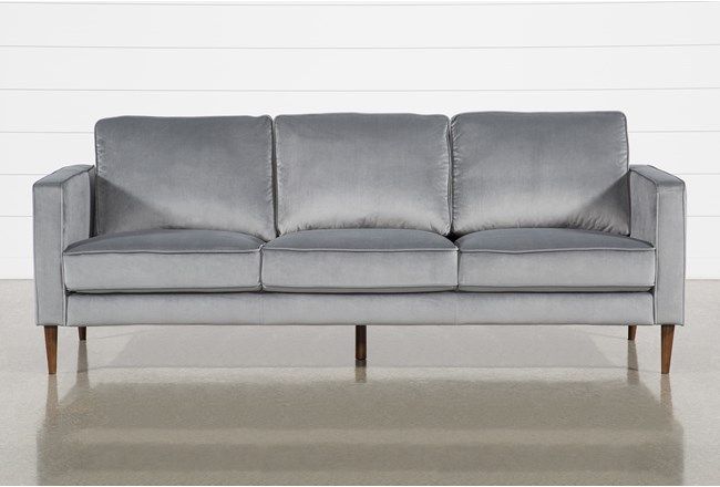 Fairfax Steel Grey Velvet Sofa — view 1