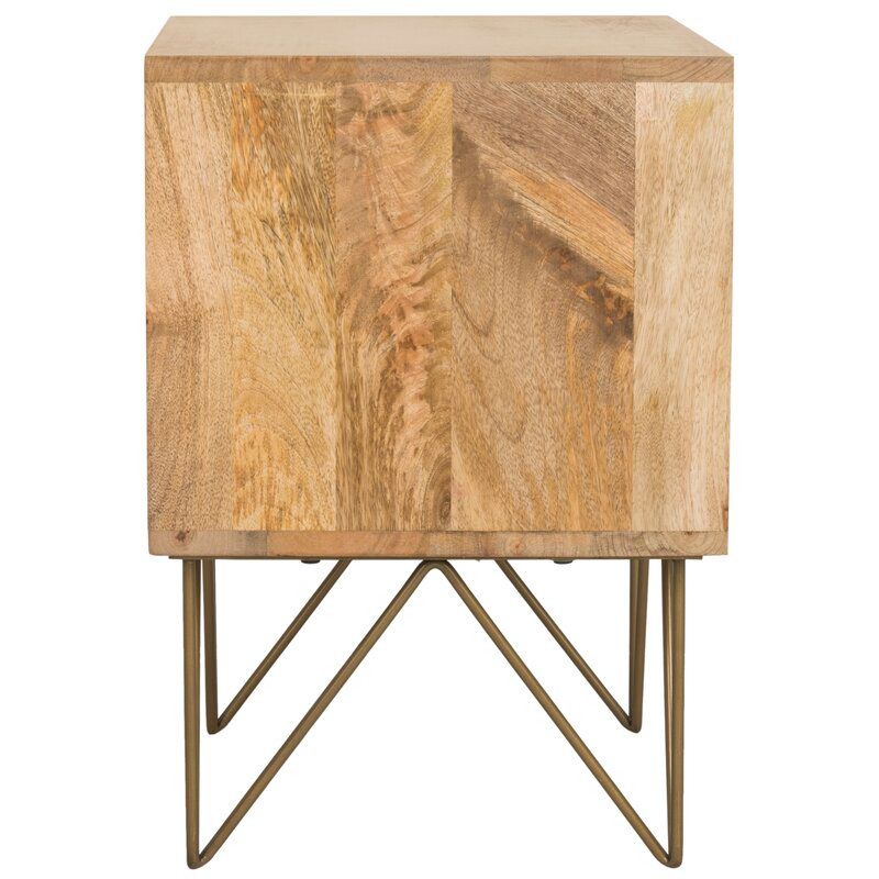 Kirk 20'' Tall 1 - Drawer Metal Nightstand in Natural/Brass thumbnail 4