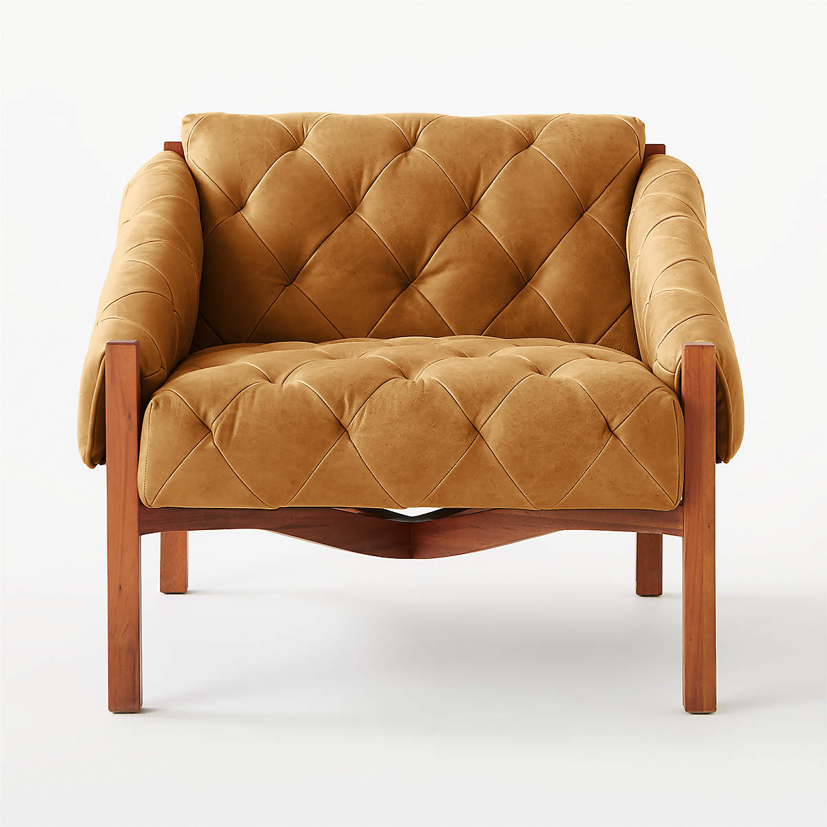 Abruzzo Brown Leather Tufted Chair thumbnail 3