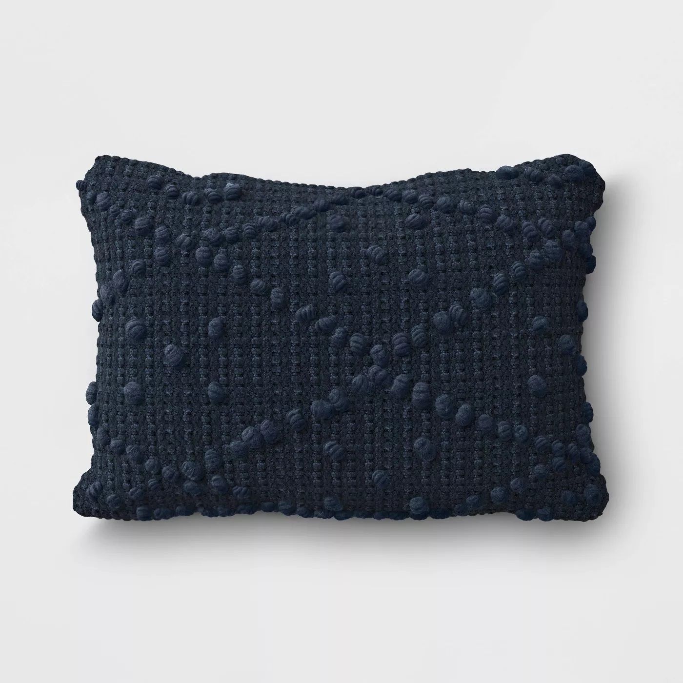 Woven Textured Outdoor Lumbar Decorative Pillow Navy — view 1