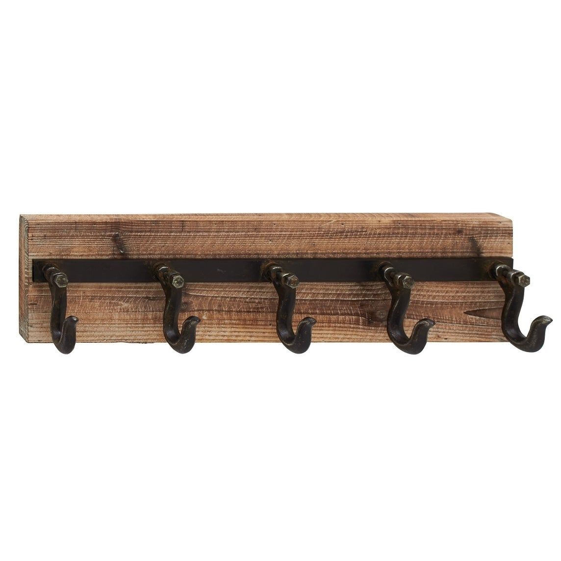 Industrial Iron & Wood 5-Hook Wall Rack — view 1
