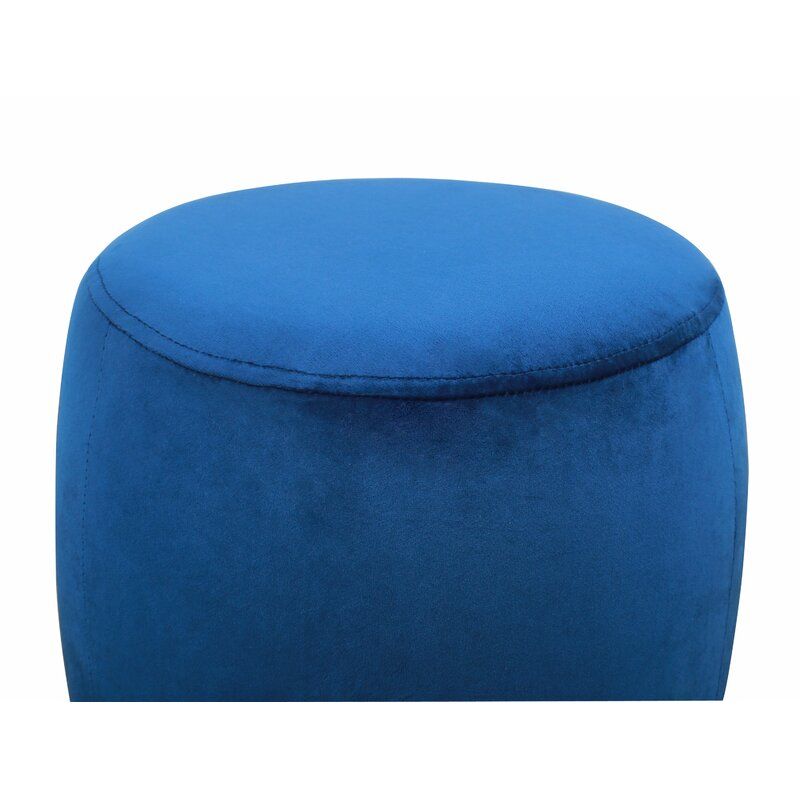 Cecillia Velvet Round Pouf Ottoman thumbnail 2