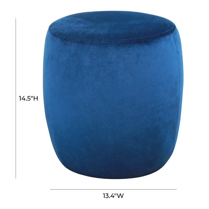 Cecillia Velvet Round Pouf Ottoman thumbnail 3