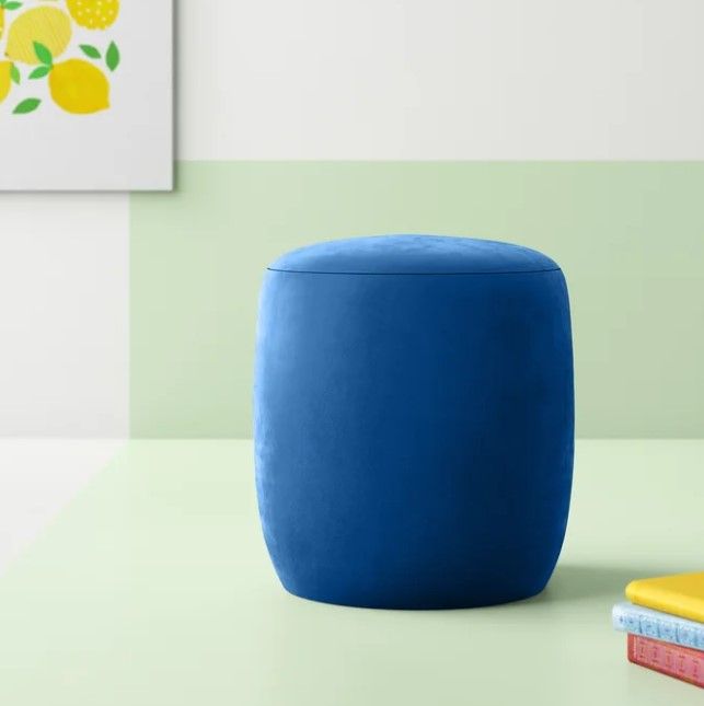 Cecillia Velvet Round Pouf Ottoman thumbnail 4
