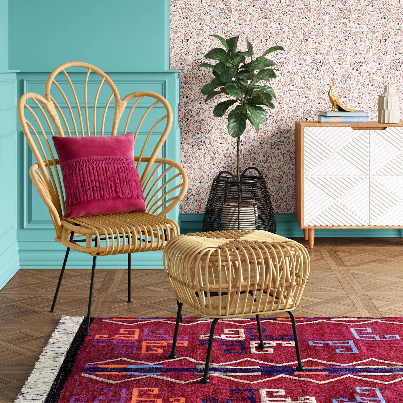 Avocet Rattan Fan Back Accent Chair thumbnail 5