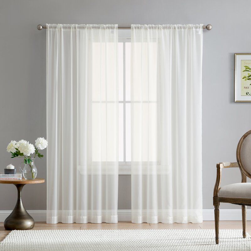 Brushgrove Solid Sheer Rod Pocket Curtains (Set of 2) — view 1
