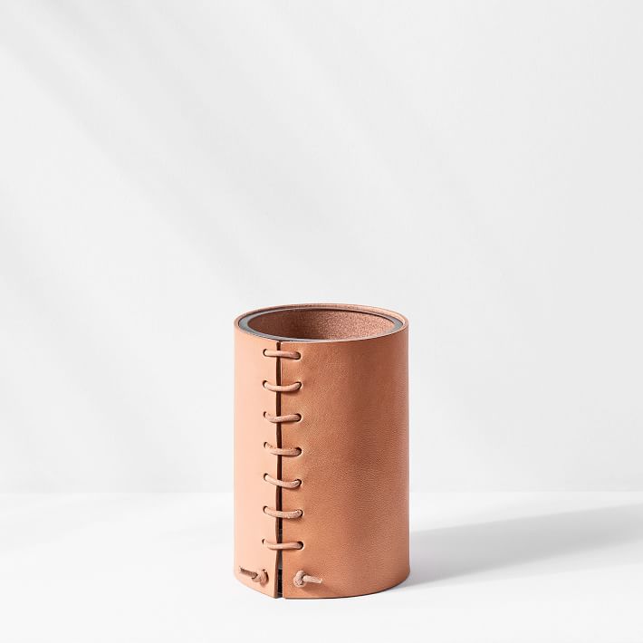 Made Solid Leather-Wrapped Vase — view 1